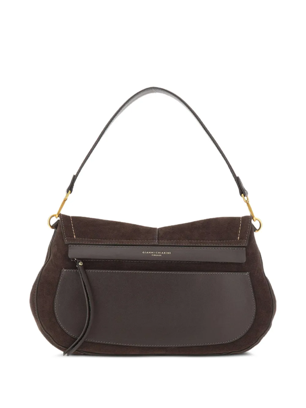 GIANNI CHIARINI large Helena Round suede shoulder bag - Braun