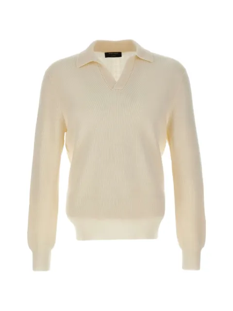 Gran Sasso ribbed-knit virgin wool polo-collar sweater