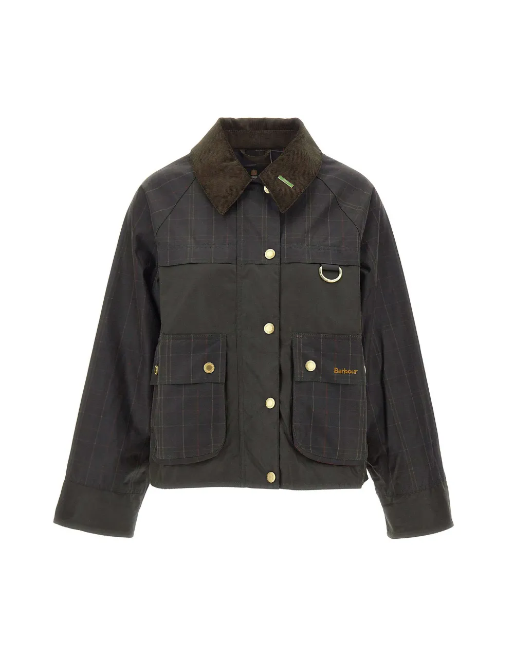 Barbour Spey tartan-collar waxed jacket - Braun