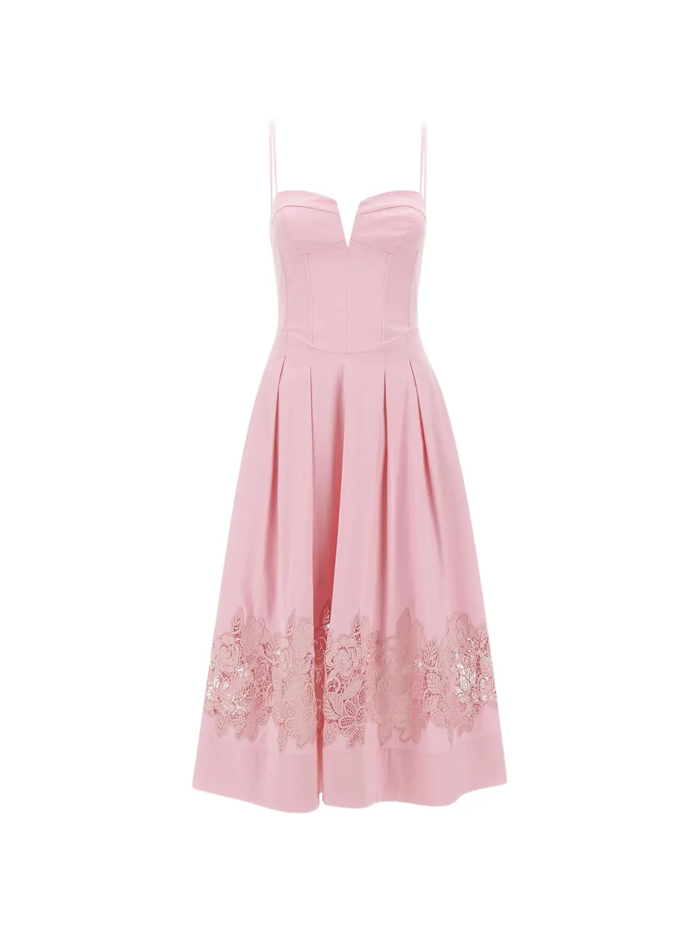Rebecca Vallance montreux lace-inlay midi dress · M