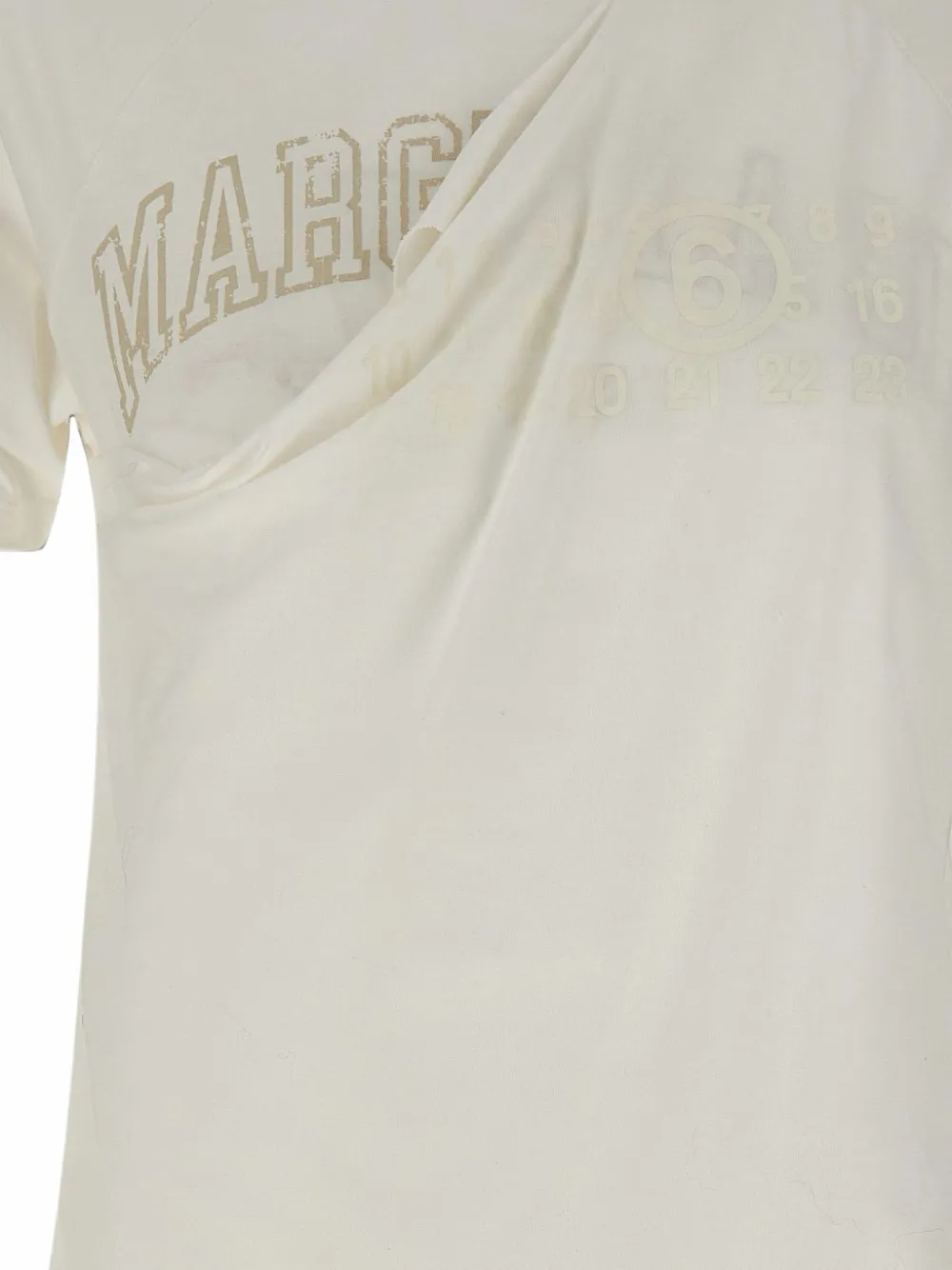 MM6 Maison Margiela distressed-panel T-shirt Wit