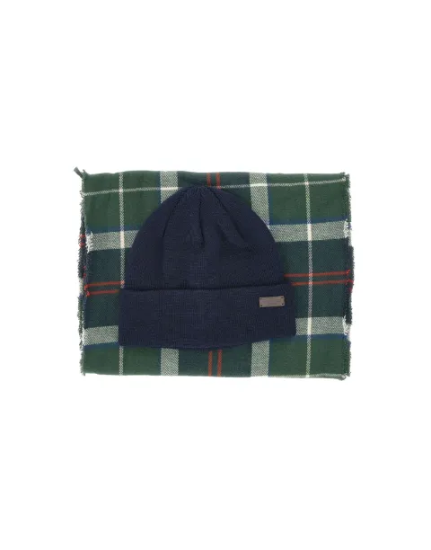 Barbour Swinton tartan-check hat and scarf set