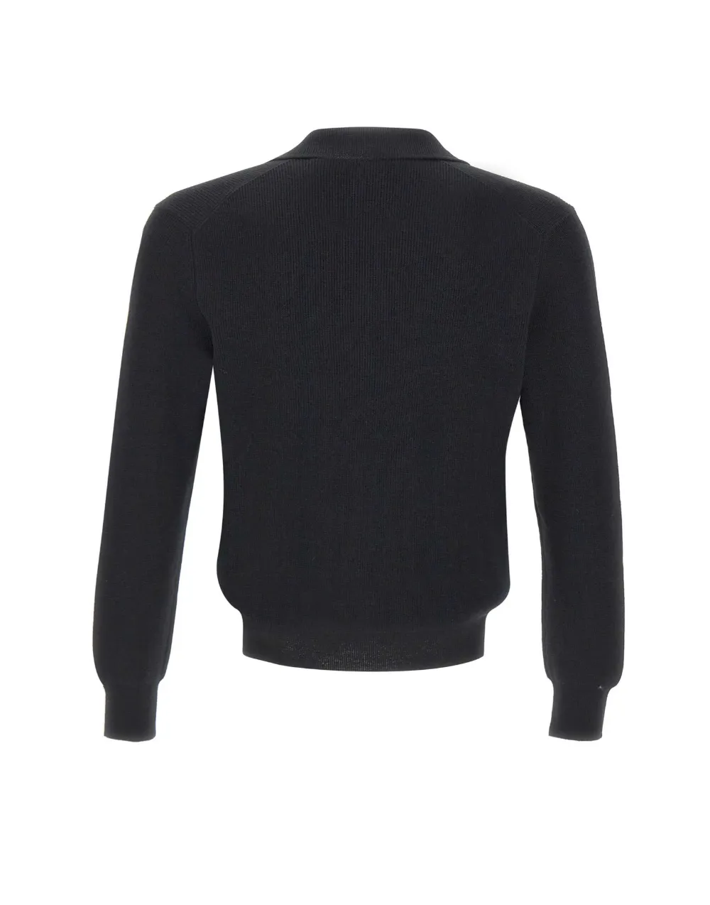 Gran Sasso ribbed-knit virgin-wool polo shirt Zwart