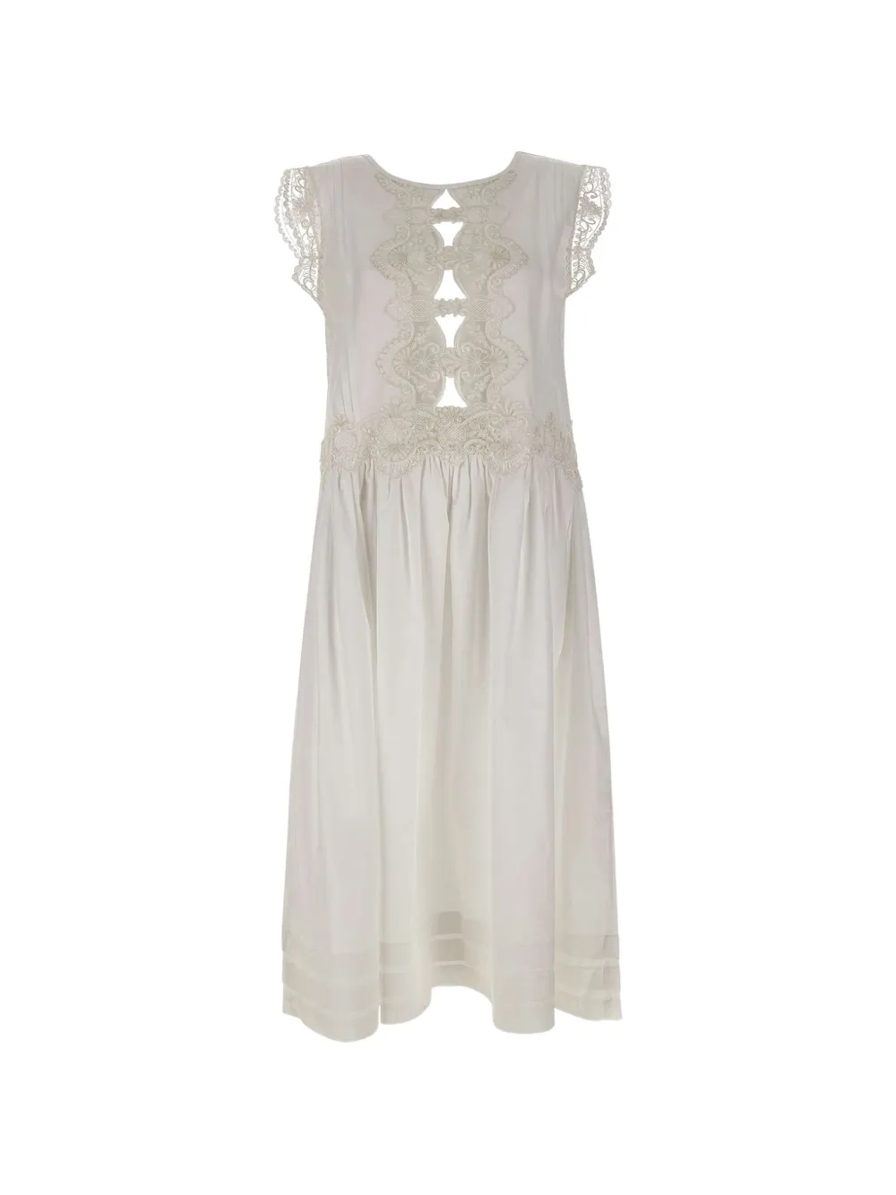 MAURIZIO MYKONOS maxi floral-lace dress - Bianco