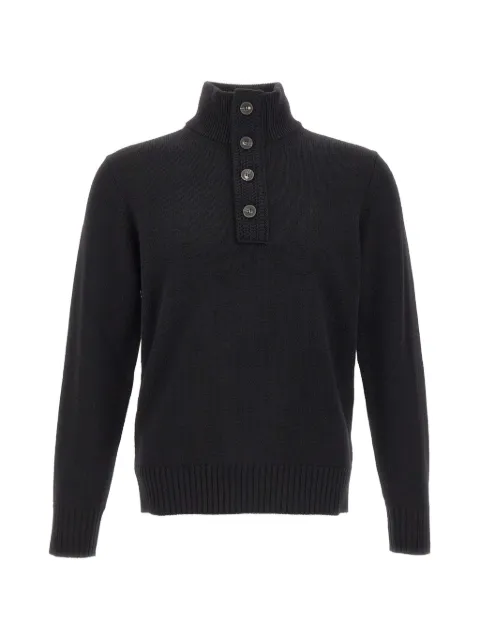 Kangra ribstrikket sweater med knapkrave