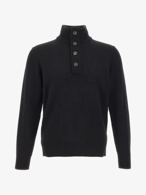 Kangra buttoned-collar ribbed-knit sweater