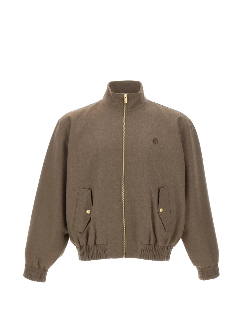 Drôle De Monsieur logo-embroidered elasticated jacket - Braun