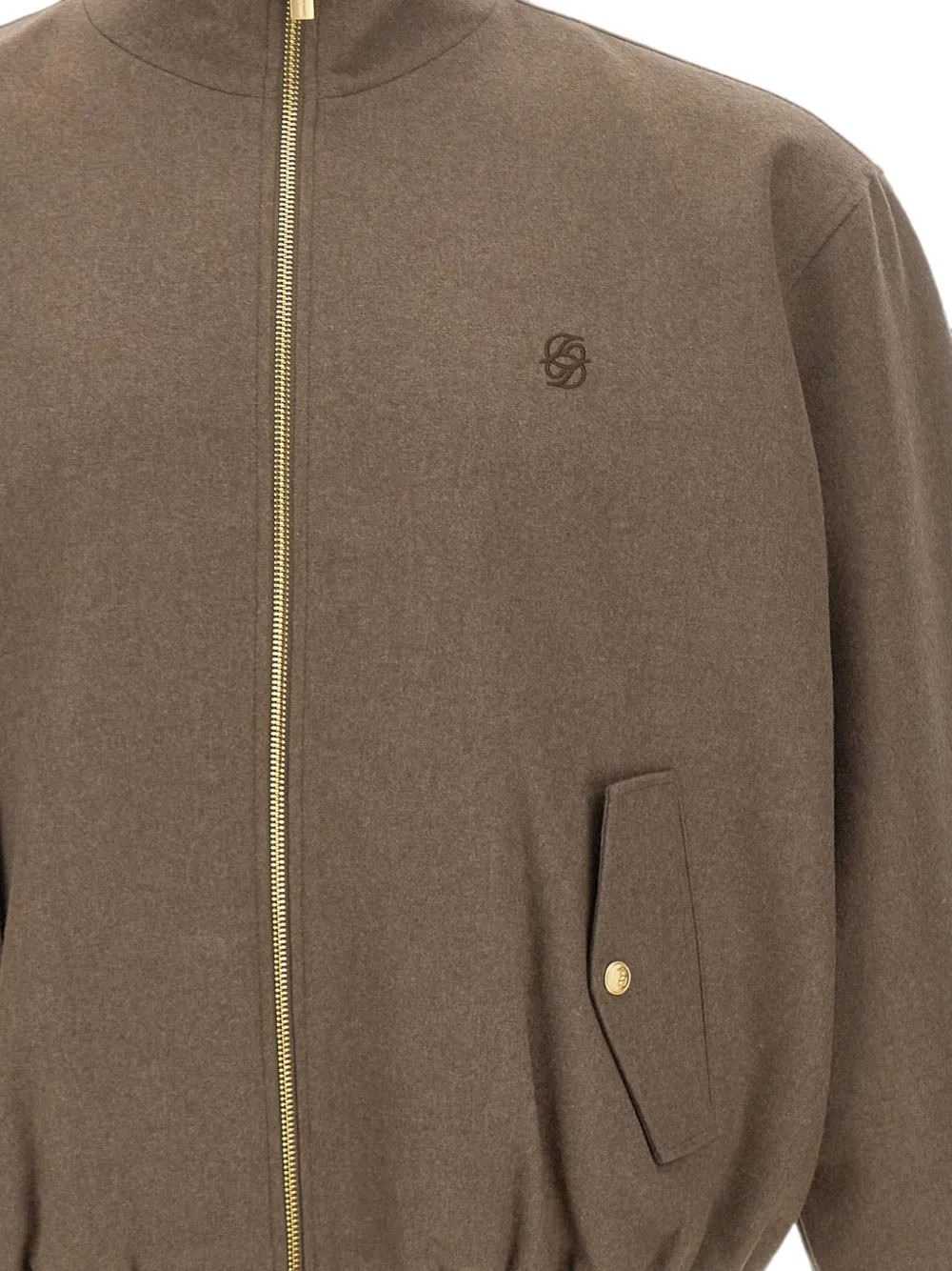 Drôle De Monsieur Elastisch jack met geborduurd logo Bruin