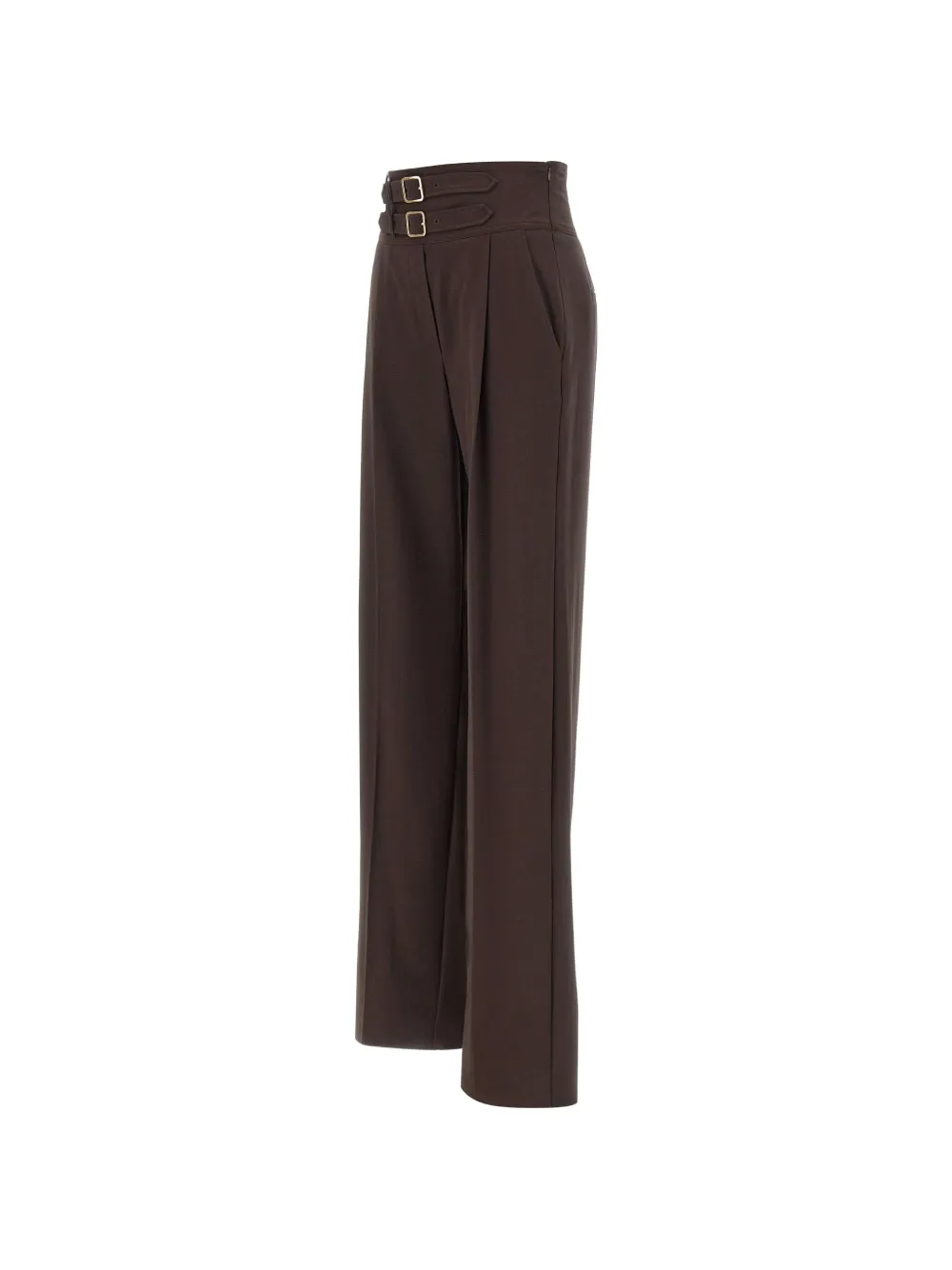 Marella High-waist broek met gespbandje en wijde pijpen Bruin