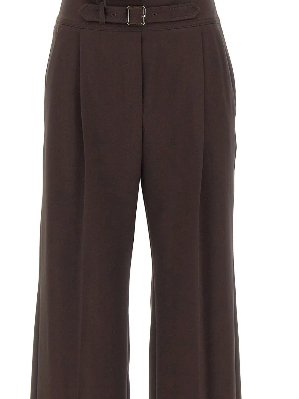 Marella High-waist broek met gespbandje en wijde pijpen Bruin
