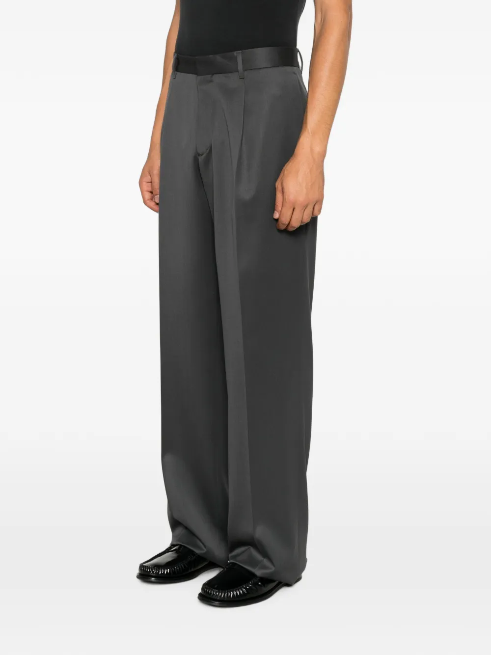 Lardini Geplooide chino van scheerwol Grijs