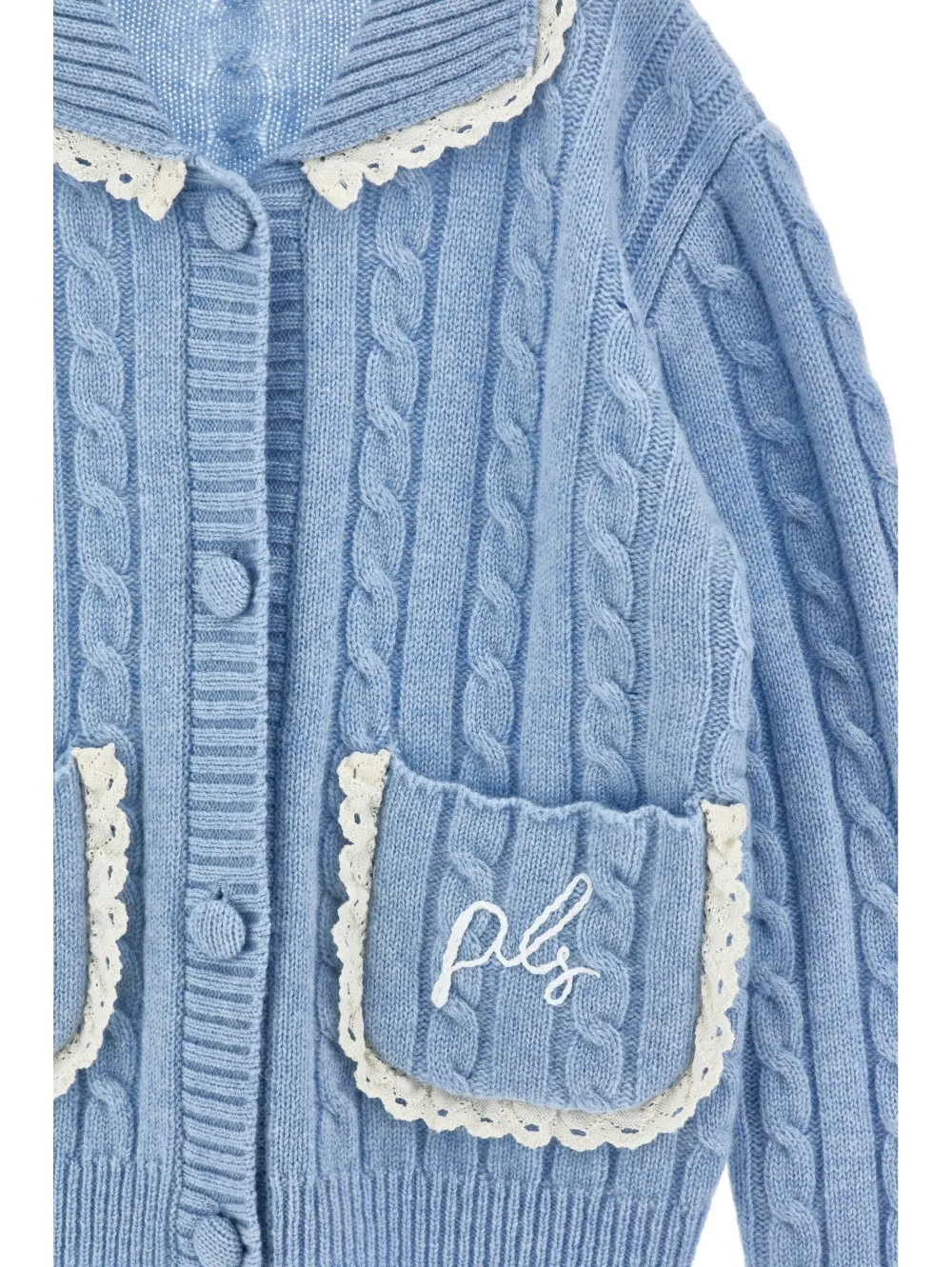 Philosophy Di Lorenzo Serafini Kids cable-knit lace-trim Cardigan