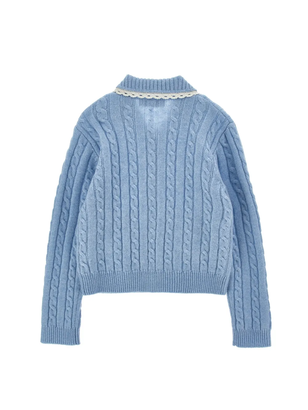 Philosophy Di Lorenzo Serafini Kids cable-knit lace-trim Cardigan