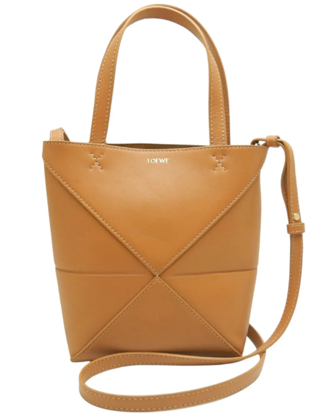 Loewe Pre-Owned 2023 Mini Shiny Calfskin Puzzle Fold Tote satchel - Braun