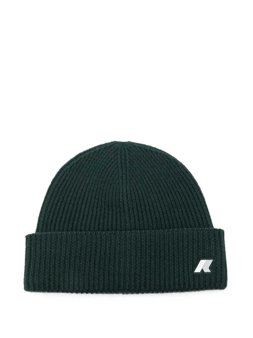 K Way Kids P. Brice logo-patch ribbed-knit beanie hat - Verde