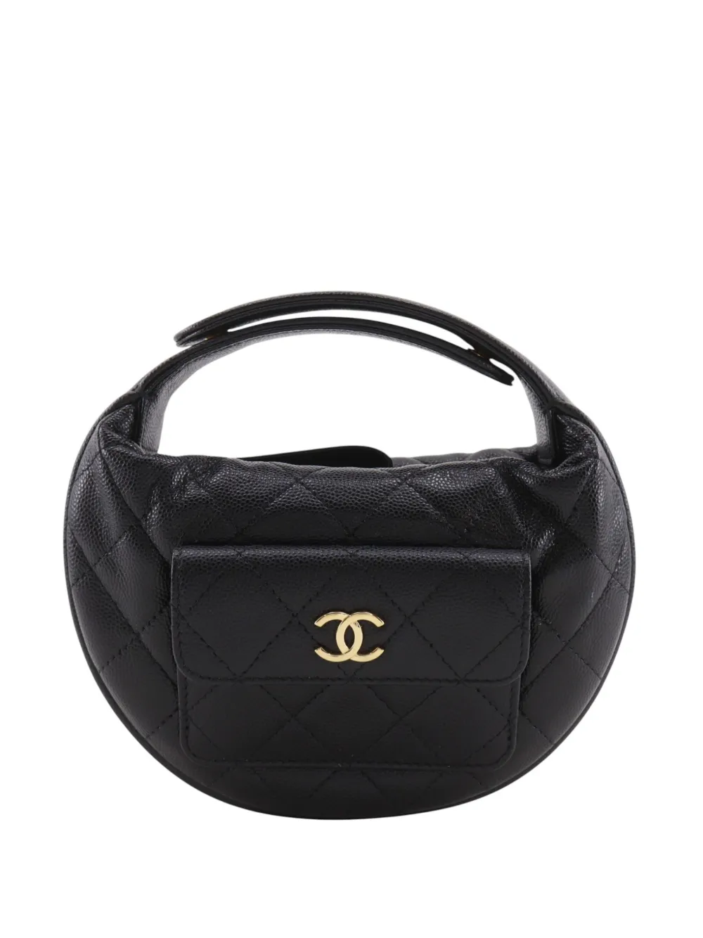 CHANEL Pre-Owned 2021-2026 Mini Quilted Caviar Polly Pocket hobo bag - Nero