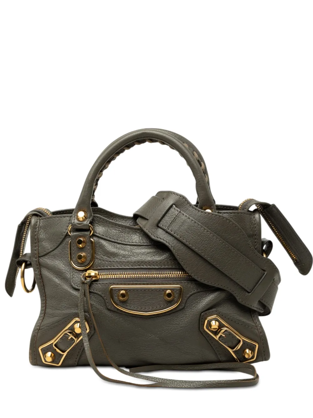 Balenciaga Pre-Owned 2000-2026 Mini Goatskin Motocross Classic Metallic Edge City satchel - Grau