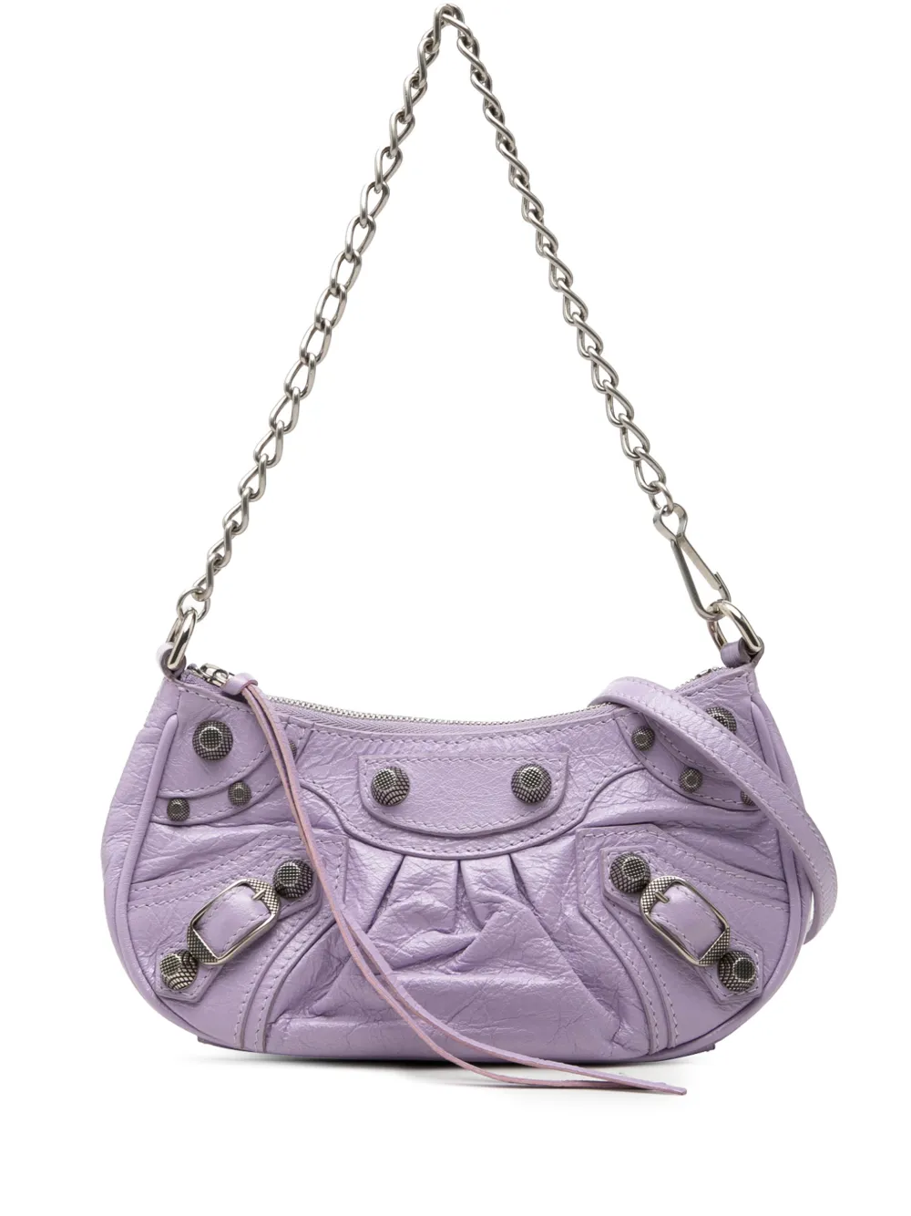 Balenciaga Pre-Owned 2022 Mini Embossed Leather Motocross Le Cagole satchel - Viola