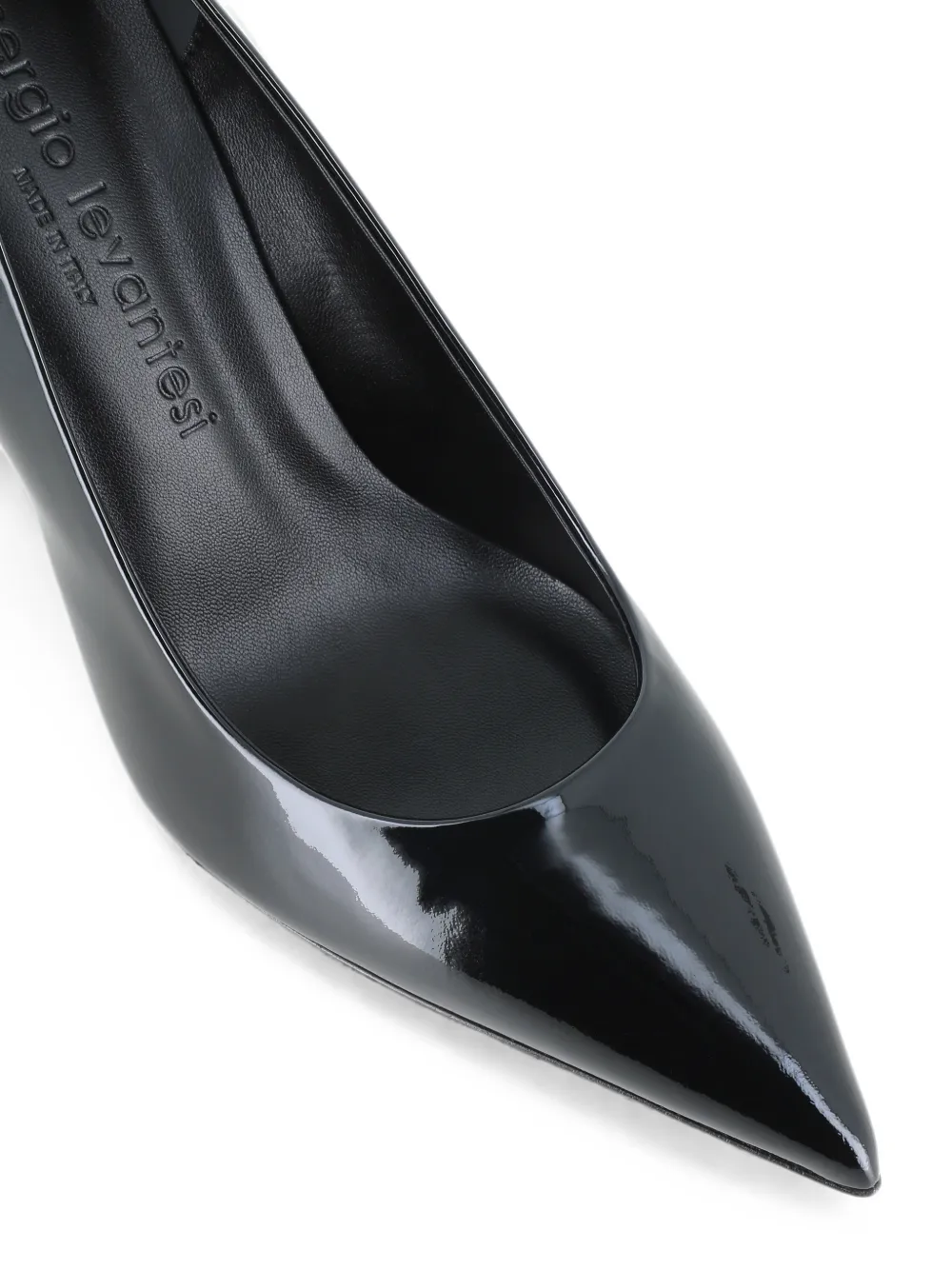 Sergio Levantesi patent-finish pointed-toe pumps Zwart
