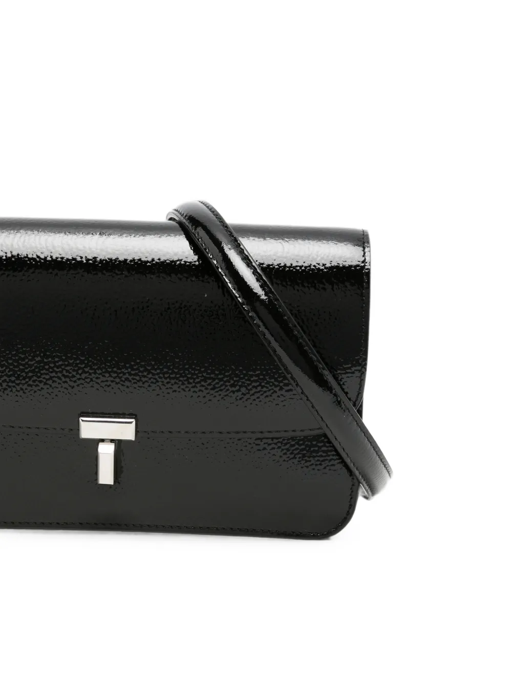 TOTEME T-lock crossbodytas van bewerkt lakleer Zwart