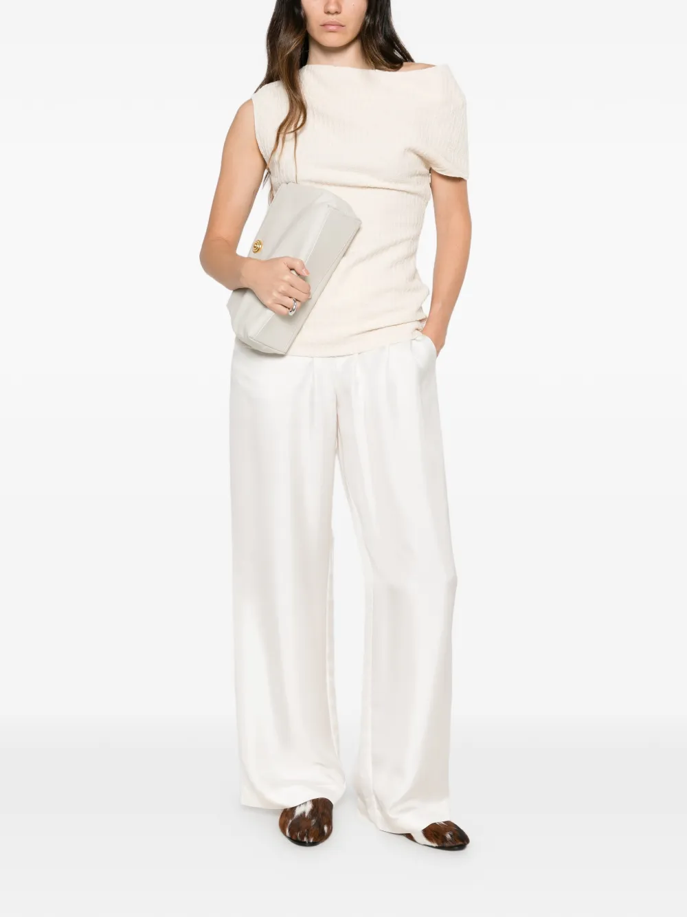 TOTEME Asymmetrische top met textuur Beige