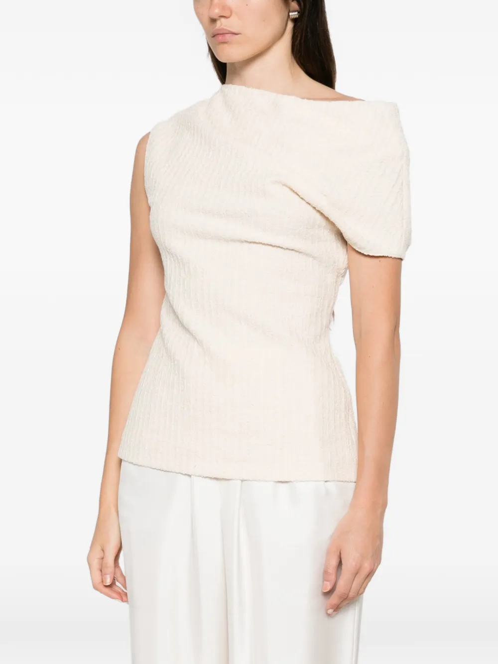 TOTEME Asymmetrische top met textuur Beige
