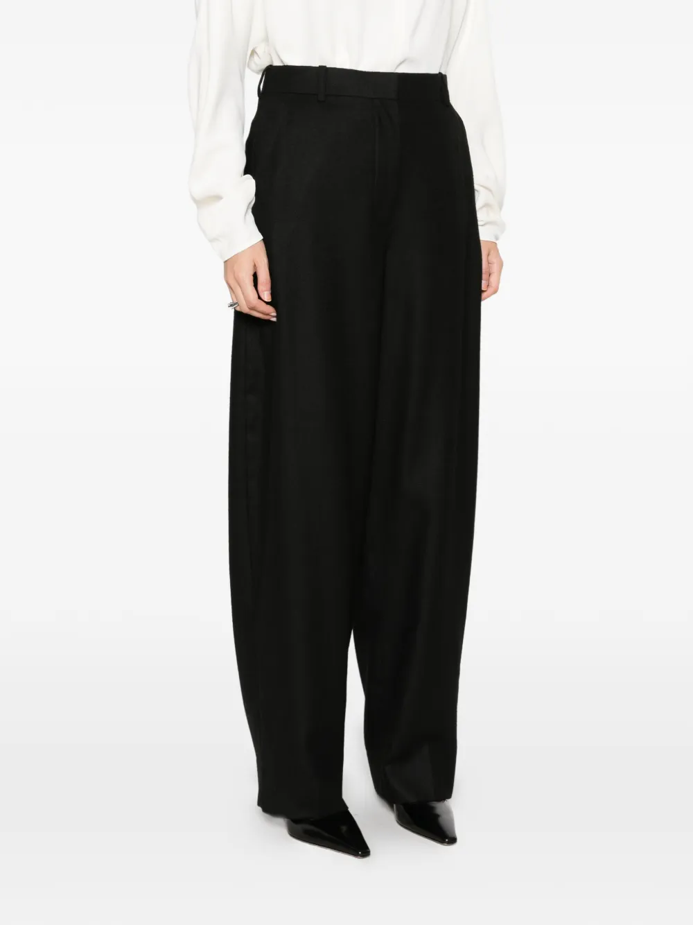 TOTEME High-waist flanellen broek Zwart