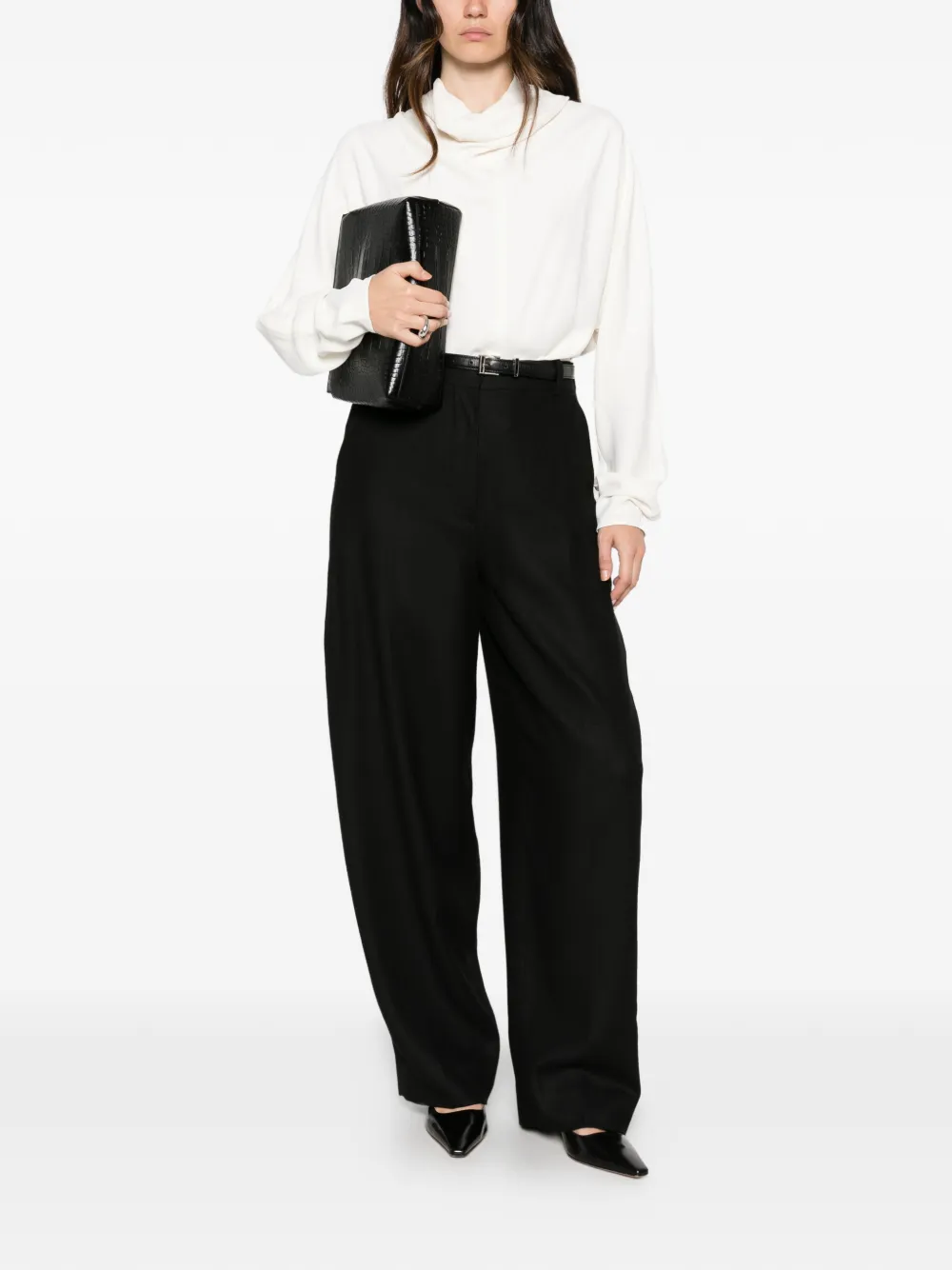 TOTEME High-waist flanellen broek Zwart
