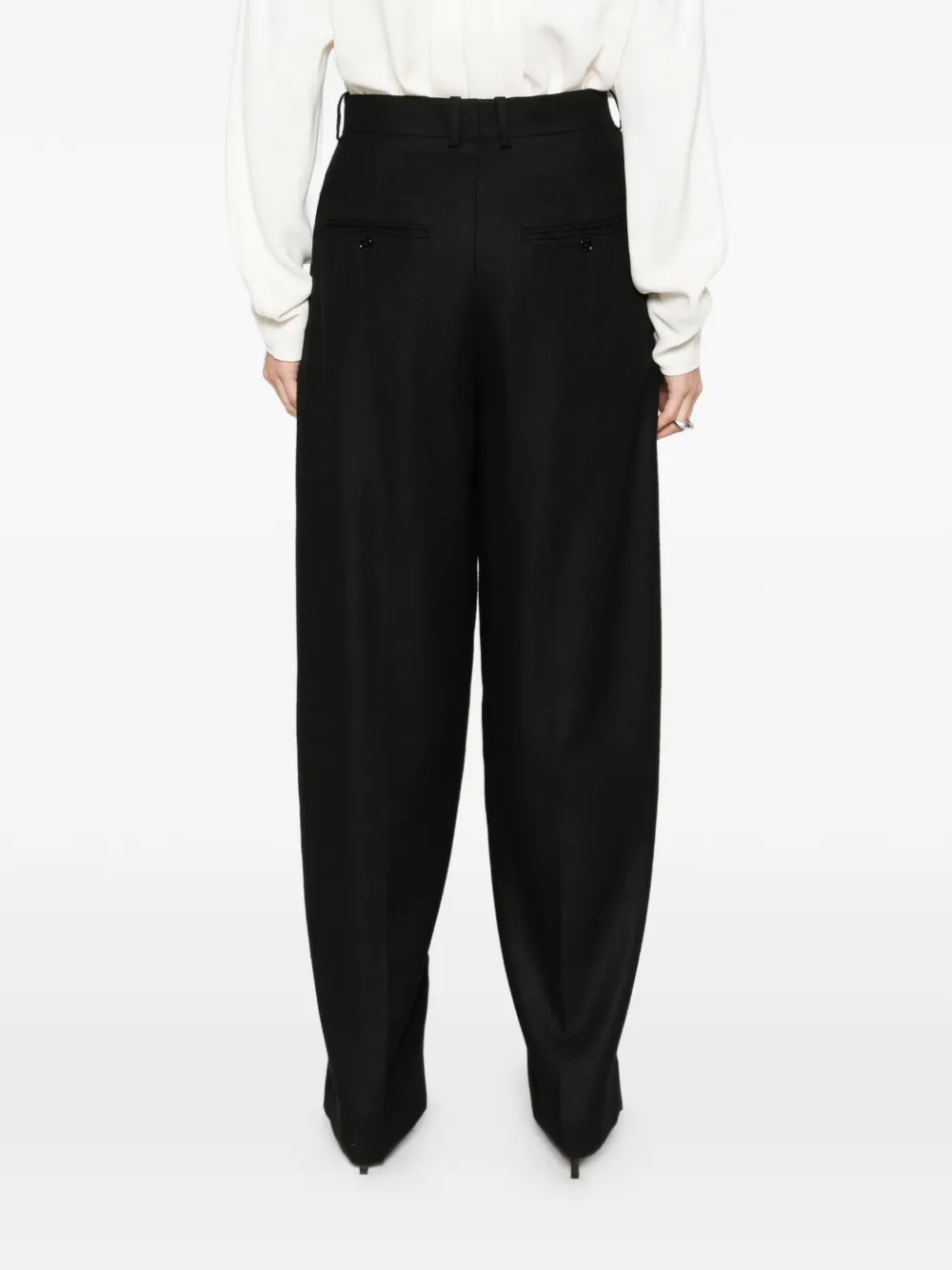 TOTEME High-waist flanellen broek Zwart
