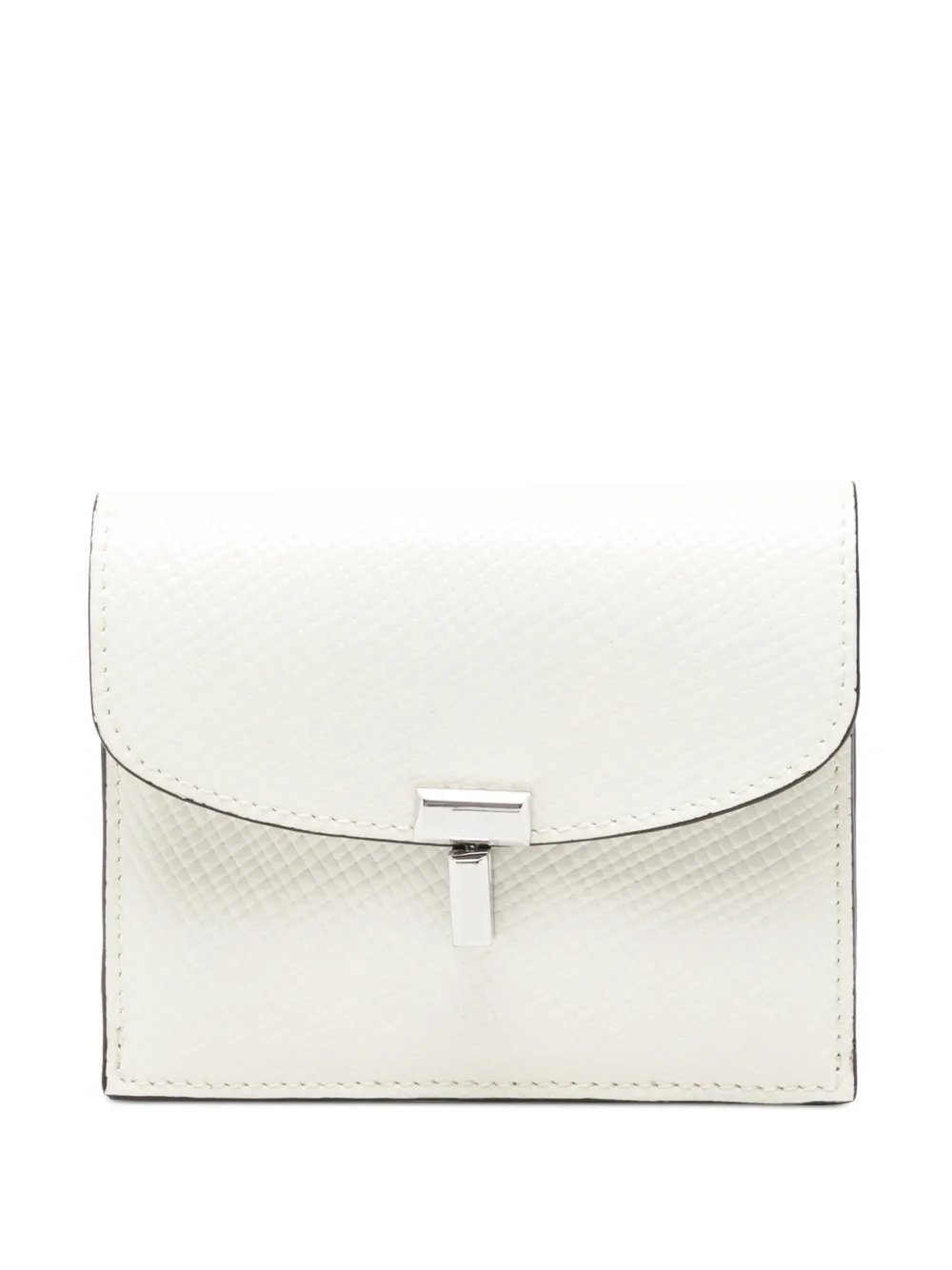 TOTEME Portacarte T-Lock in pelle Palmellato verniciata - Bianco