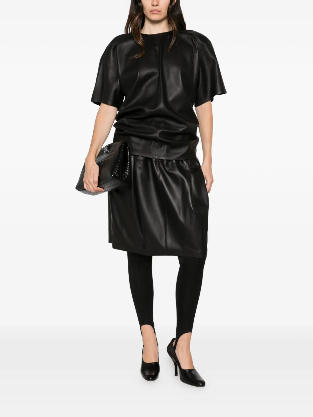 TOTEME Cocoon leren top Zwart