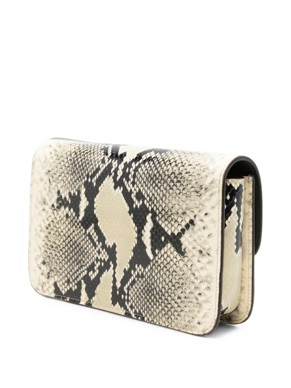 TOTEME T-Lock leren crossbodytas met slangen-effect Beige