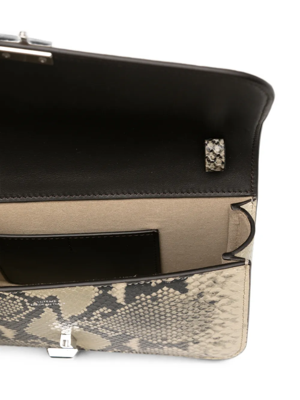 TOTEME T-Lock leren crossbodytas met slangen-effect Beige