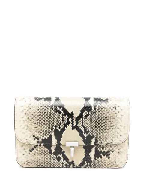 TOTEME T-lock python-effect leather clutch bag