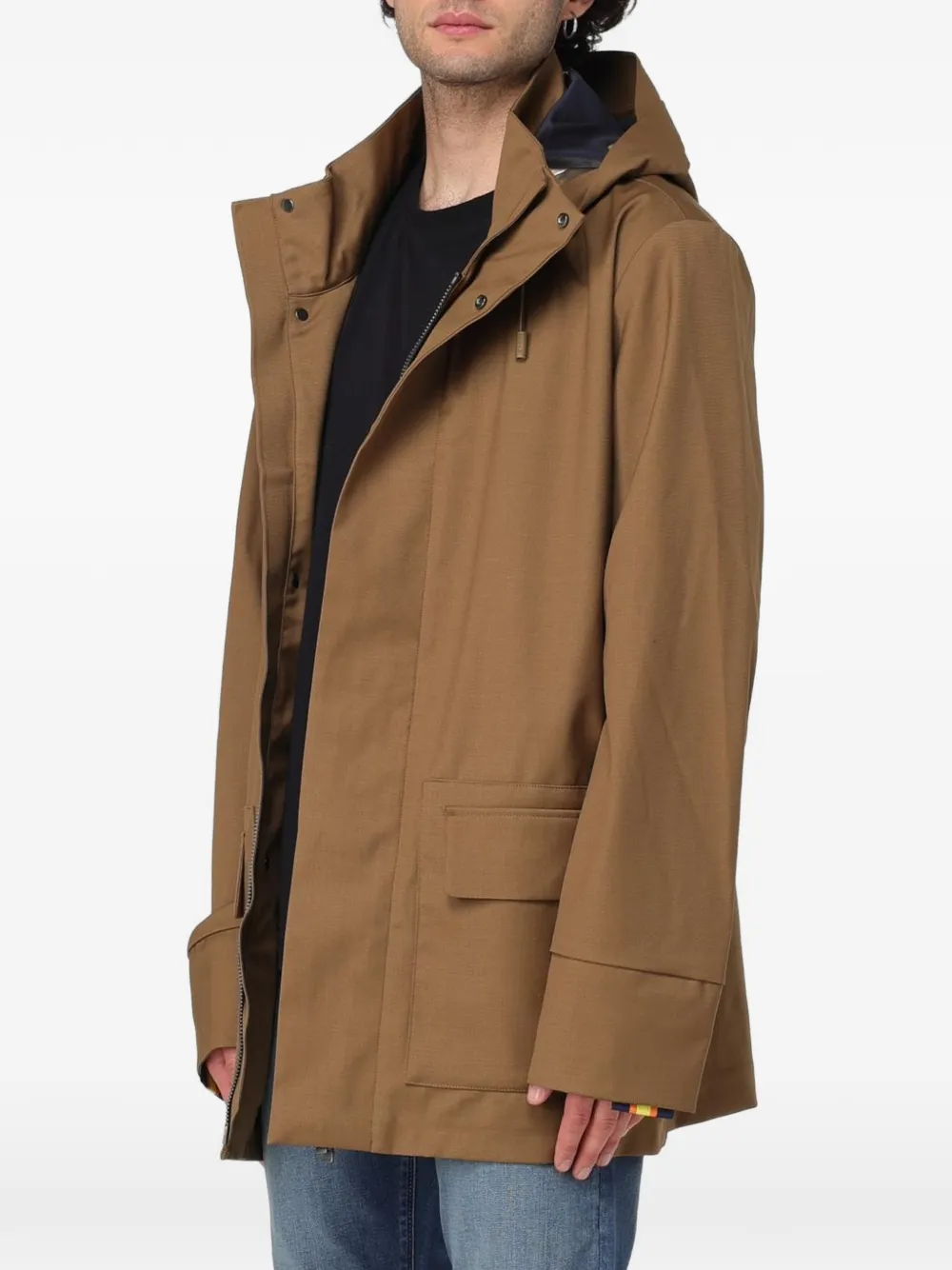 K-Way Erhal hooded flap-pocket coat Bruin
