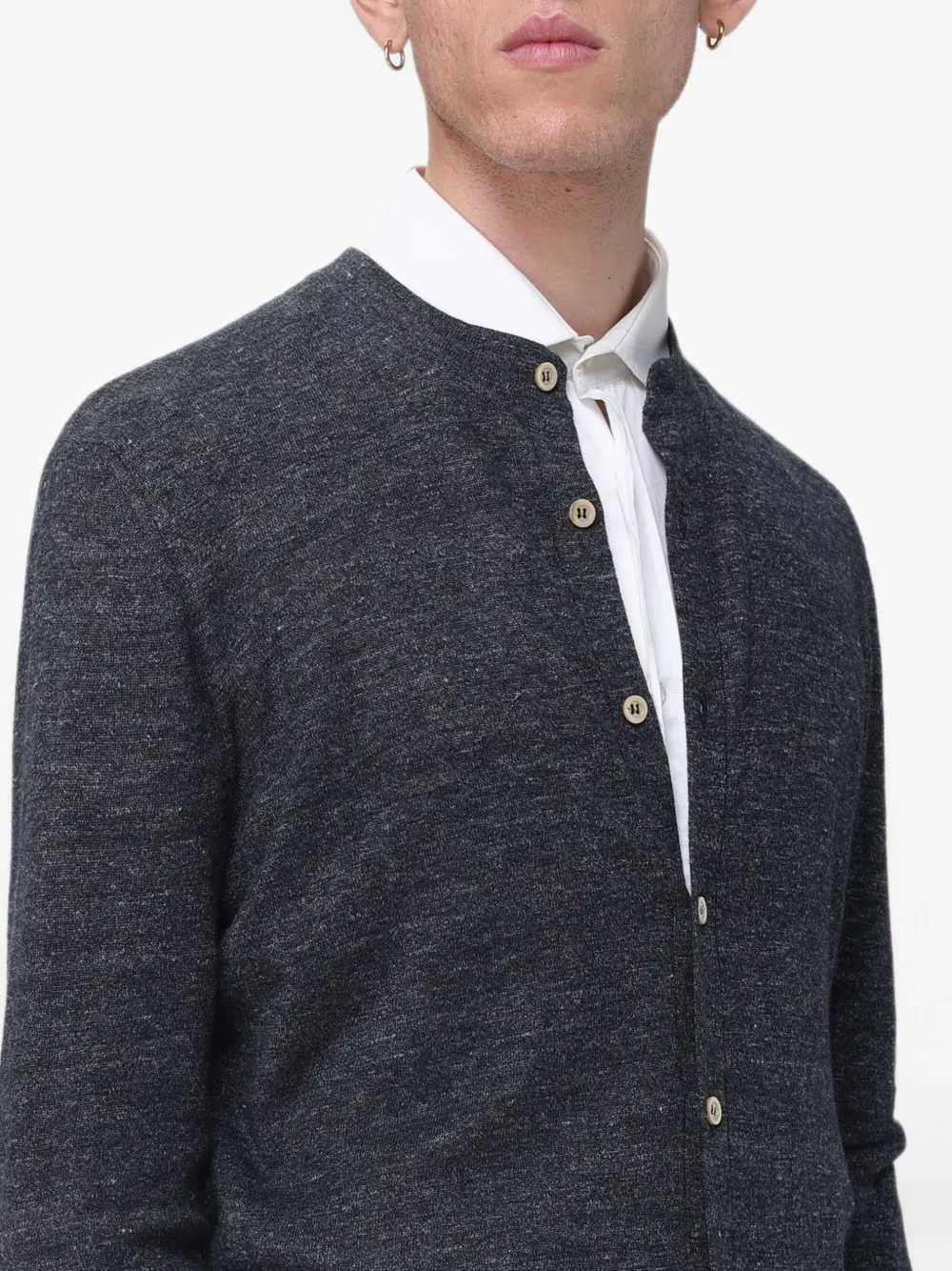 Brunello Cucinelli Trui met knopen aan de voorkant Grijs