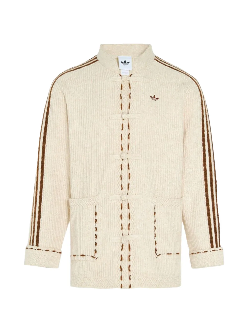 adidas frog-fastening knit jacket Beige