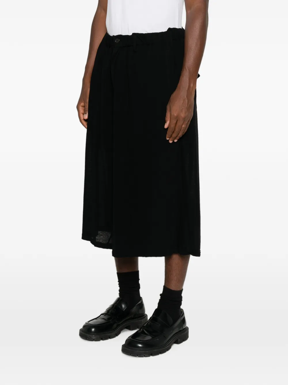Yohji Yamamoto Shorts met elastische tailleband Zwart