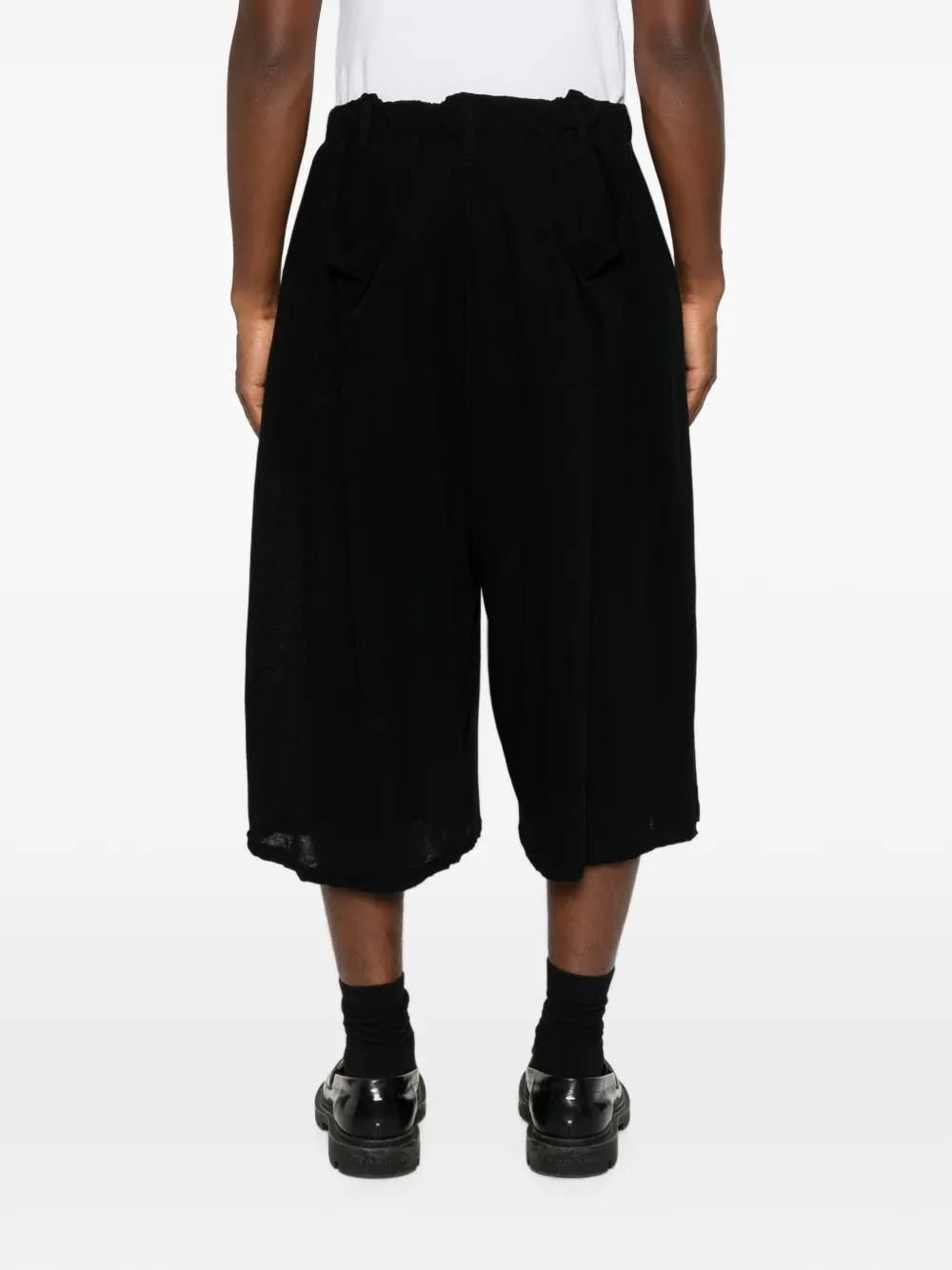 Yohji Yamamoto Shorts met elastische tailleband Zwart