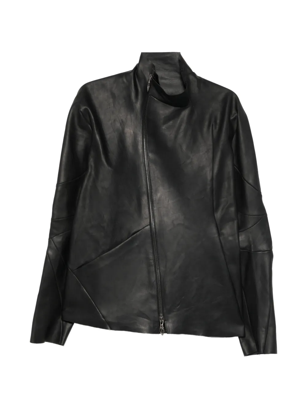 Leon Emanuel Blanck asymmetric-zip leather jacket - Nero
