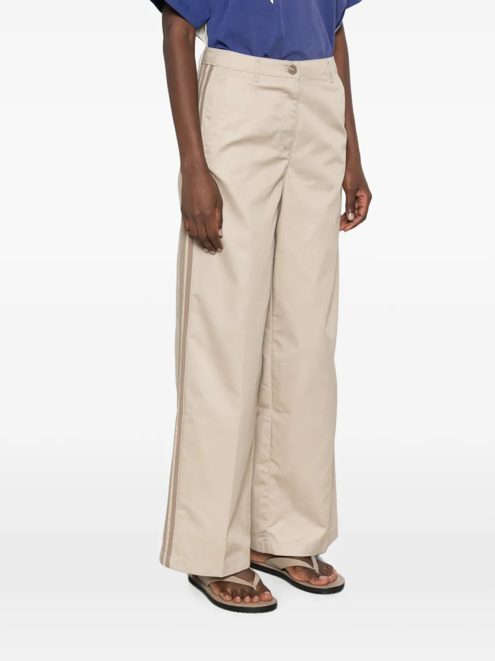 adidas logo-embroidered side-stripe trousers Beige