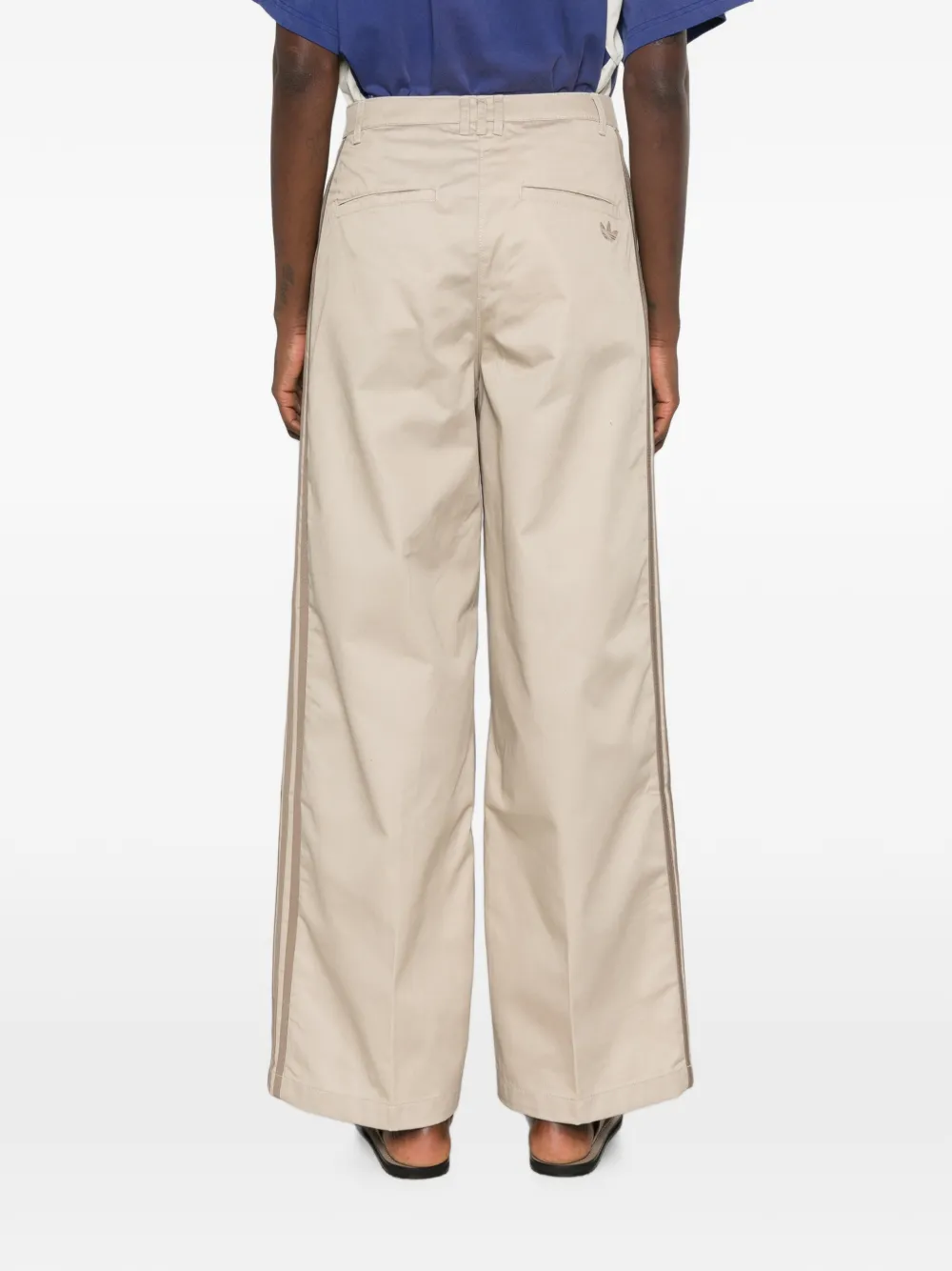 adidas logo-embroidered side-stripe trousers Beige