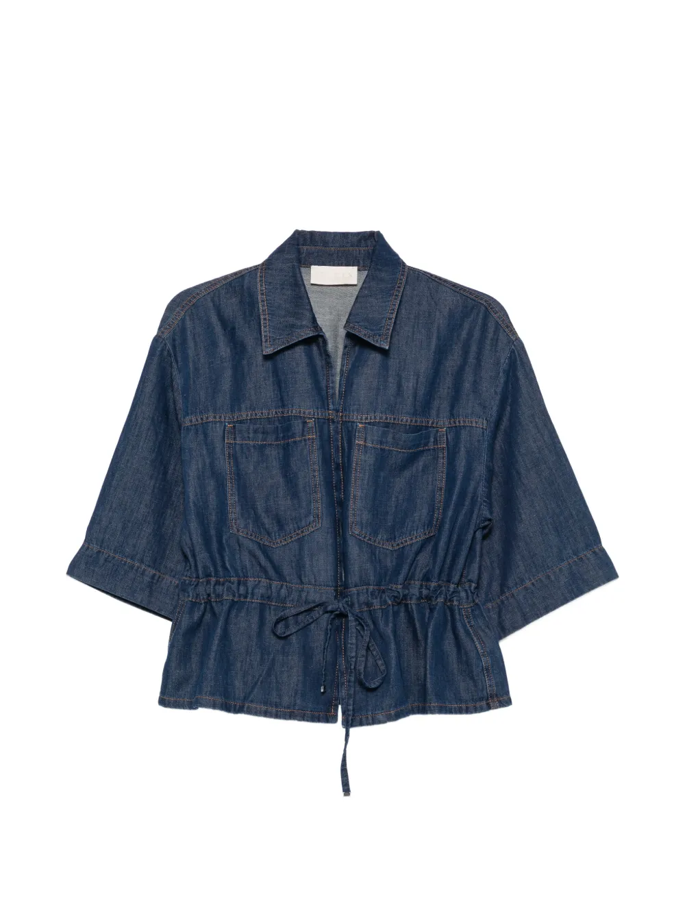 I BLUES drawstring-waist peplum-hem shirt