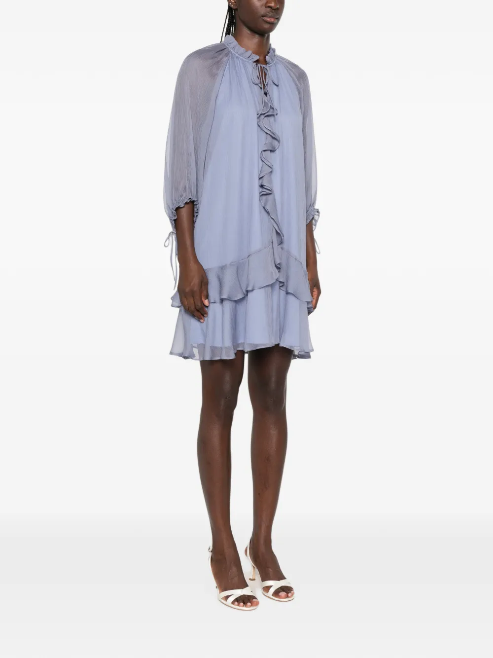 I BLUES Mini-jurk met ruches Blauw