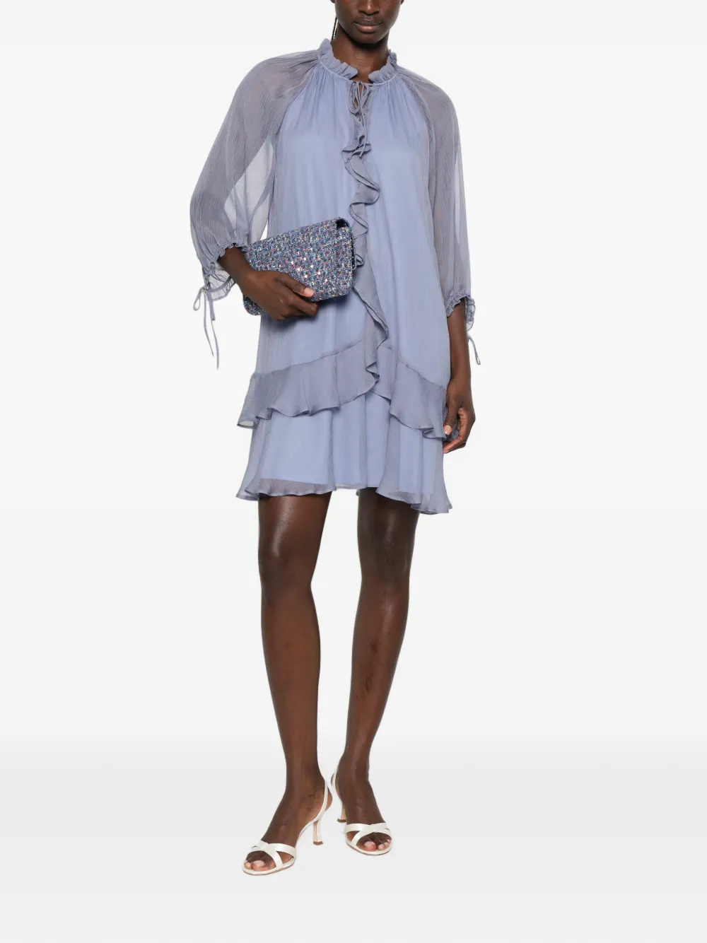 I BLUES Mini-jurk met ruches Blauw
