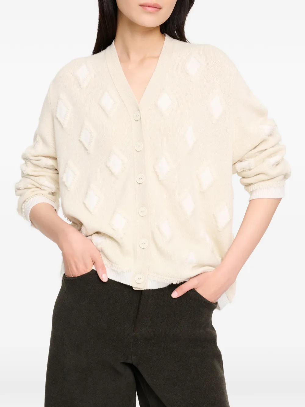 Barrie Kasjmier vest met argyle-patroon Wit