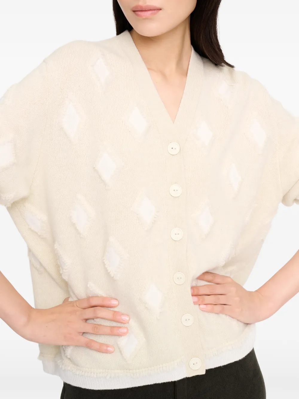 Barrie Kasjmier vest met argyle-patroon Wit
