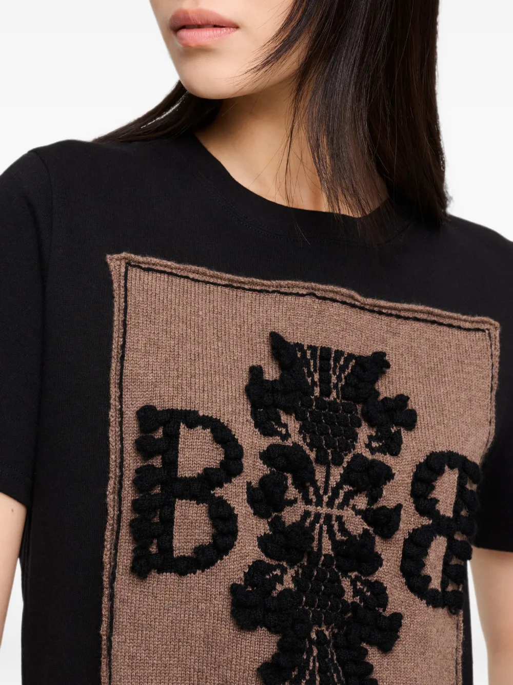 Barrie cashmere-patch T-shirt Zwart