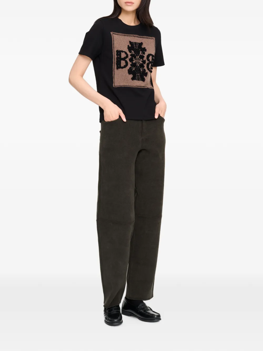 Barrie cashmere-patch T-shirt Zwart