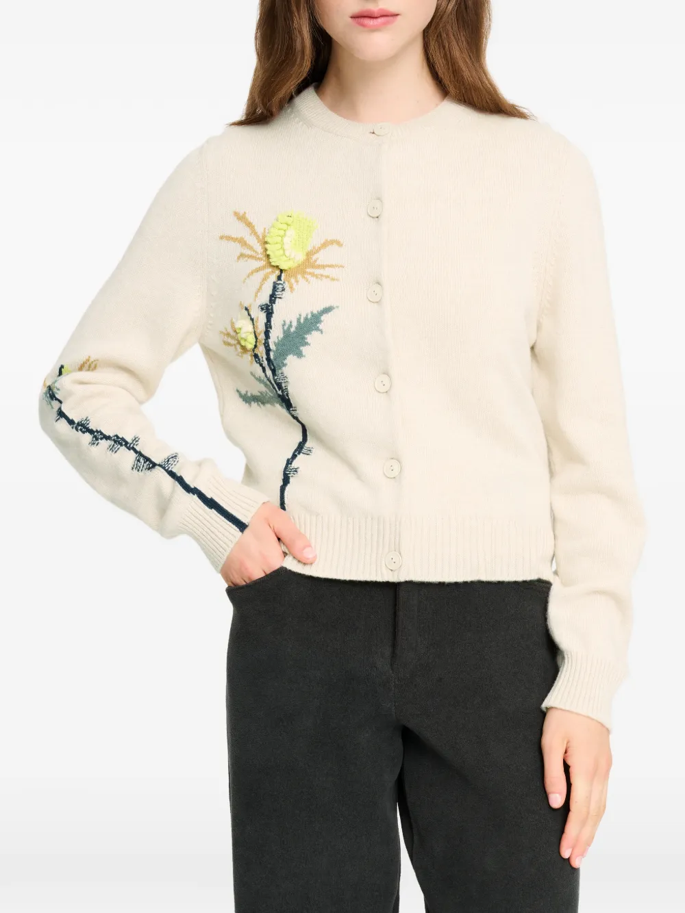 Barrie Kasjmier vest met distel-patroon Wit